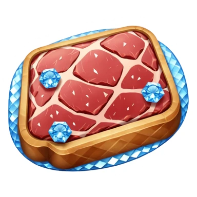 Meat with diamond textur and blue color sticker
