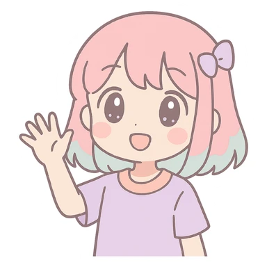 anime girl waving, vibrant colors, expressive, cute, energetic sticker