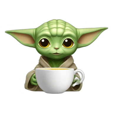 Yoda avec une tasse Pikachu sticker