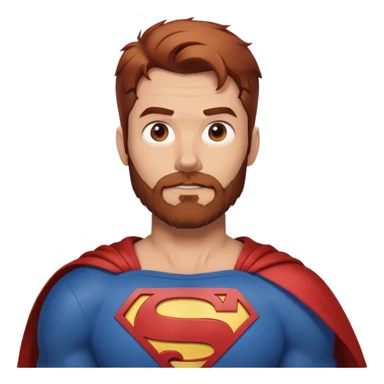 Adult Superman with redish brownish hair and full scruffy beard making 🫶🏻 sticker