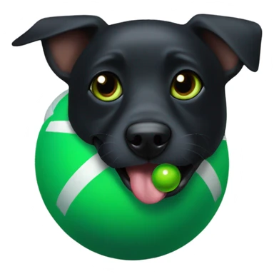 Black dog with green ball in its mouth sticker