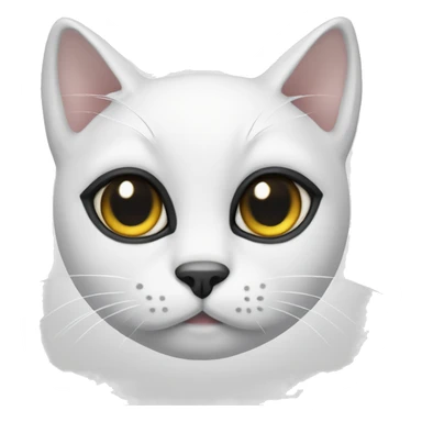 white cat with two black patches above the eyes sticker