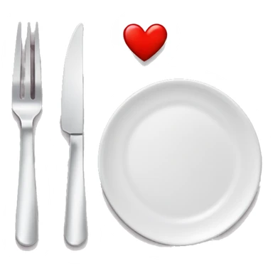 plate with fork on left & knife on right with heart on plate sticker