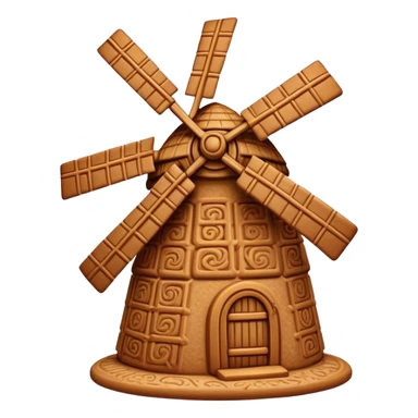 Speculaas Cinematic Realistic Speculaas Biscuit Emoji, depicted as a spiced speculaas cookie crafted in a charming windmill shape, rendered with intricate textures and warm, inviting lighting. sticker