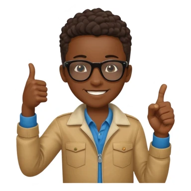 Creat light black kid with this "👍, 👈, 😀, 😎, reaction and make him habesha sticker