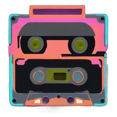 neon cassette tape sticker