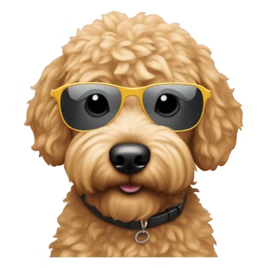 a mini golden doodle with sunglasses on sticker