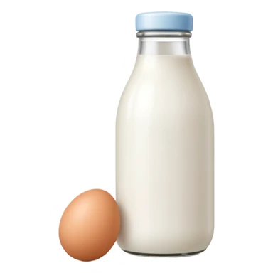 A white milk bottle standing beside a single egg on a clean surface. sticker