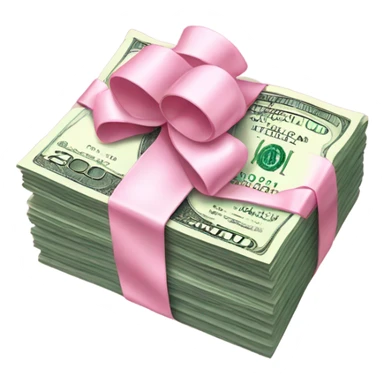 stack of money with baby pink bow sticker