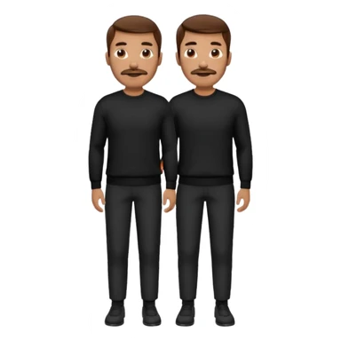 man with mustache, brown hair, 33years old, shirt, high temple Black pullover with a white shirt underneath and black fabric trousers 👕🖤👖 sticker