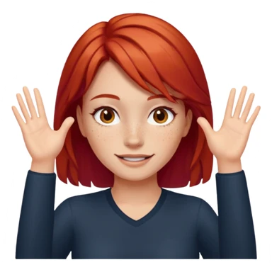 Not guilty hands up smirk girl red hair sticker