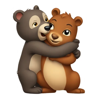 A bear hugs squirrel  sticker