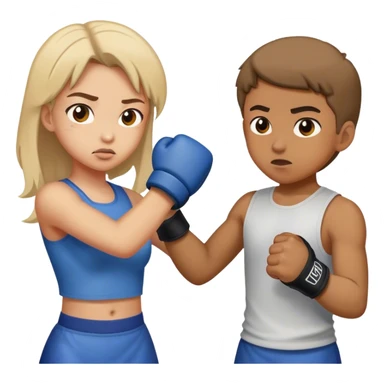 Girl beats up boy white couple sticker