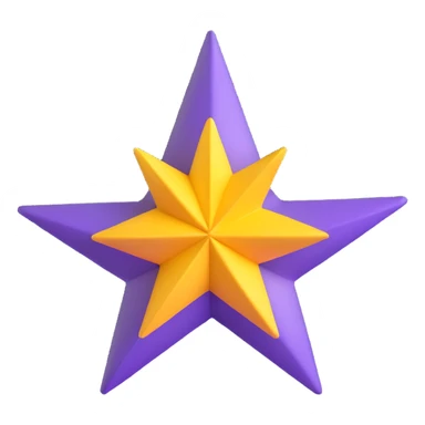 yellow volumetric 4-pointed star, four terminal star in 3D sticker