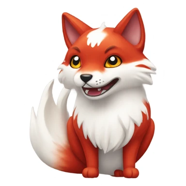 red and white kitsune head, amazed sticker