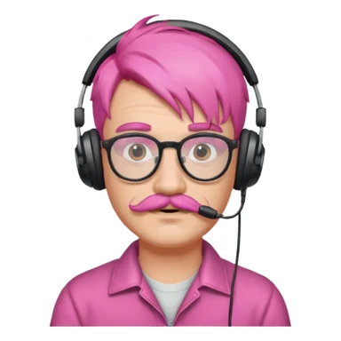 headphone and spectacles, mustached pink hair man sticker