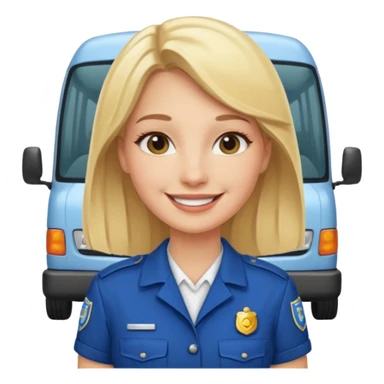 blonde woman minibus driver sticker
