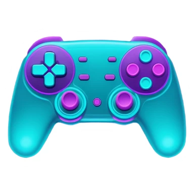 futuristic minimalistic glowing gamepad icon, purple and cyan neon light, dark tech background, 1:1 aspect ratio, no face sticker