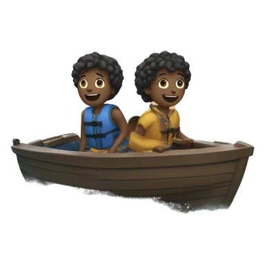 two friends escaping in boat in ocean sticker