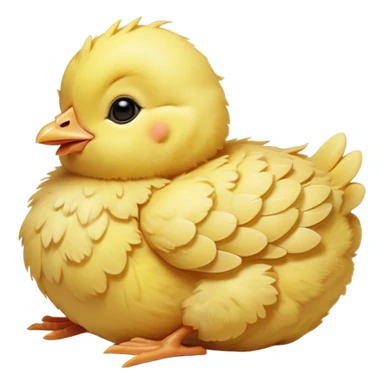 Meme-Worthy Cute Sleeping Yellow Baby Chicken Portrait Emoji, Head resting peacefully with a contented smile, showcasing a delightfully tiny build and a luxuriously soft bright yellow downy coat, eyes shut in a serene, restful nap, Simplified yet hilariously adorable features, highly detailed, glowing with a soft, drowsy light, high shine, relaxed and utterly lovable, stylized with an air of playful laziness, bright and heartwarming, soft glowing outline, capturing the essence of a comically sleepy chick, so meme-worthy it feels like it could instantly become the next viral sensation of adorable slumber! sticker