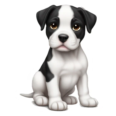 Black and white English staffordshire puppy full body sticker