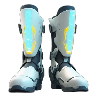 futuristic armored Omega Energy boots radiating omega energy sticker