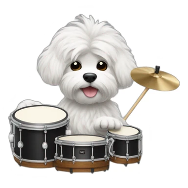 Coton de Tuléar playing drums sticker