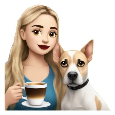 Sabrina carpenter drinking a espresso with a dog and Cristiano Ronaldo sticker