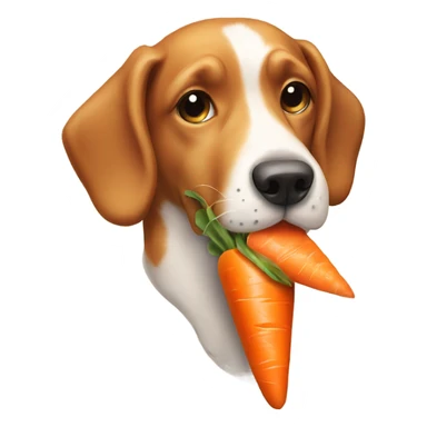 Dog eating carrot sticker