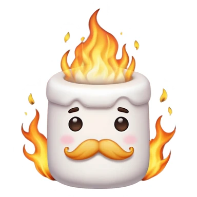 marshmallow on fire with mustache, just marshmallow sticker