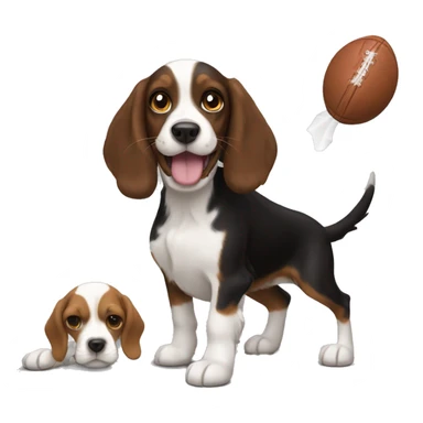 A black brown cocker spaniel and a beagle play catch sticker