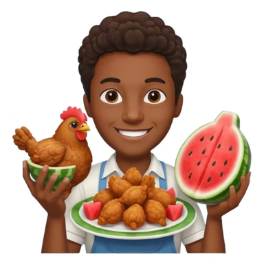 black person holding fried chicken and watermelon sticker