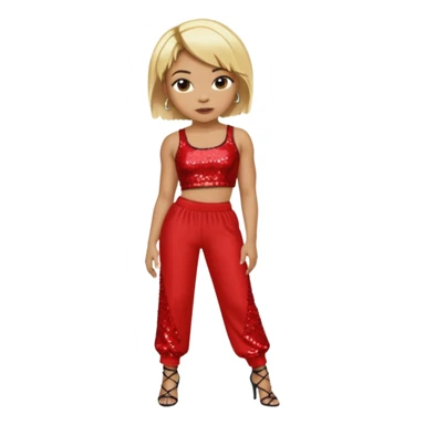 T Boz from TLC with short blonde hair, red sequin crop top and pants sticker