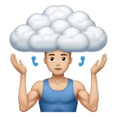 The skinny guy imagines himself getting stronger inside the cloud above his brain. sticker