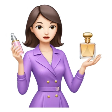 stylish woman spraying perfume, holding a perfume bottle, soft mist spray in the air, elegant pose, 3D cartoon, mobile game icon style, clean background, no text, no watermark

 sticker