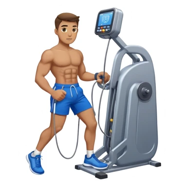 fit man with blue shorts using cable-machine sticker