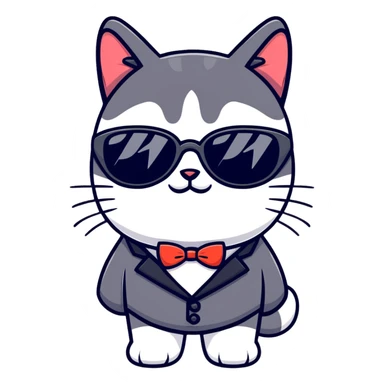 Tuxedo Cat with sunglasses sticker