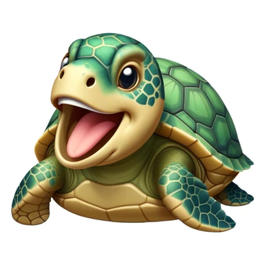 Cinematic Cute Yawning Sea Turtle Portrait Emoji, Head tilted slightly with a dramatic, wide-open yawn, showcasing a stately, patterned shell and a smooth, aged body with sleepy, half-closed eyes, Simplified yet irresistibly adorable features, highly detailed, glowing with a soft, cozy oceanic glow, high shine, relaxed yet expressive, stylized with a dash of whimsical marine charm, soft glowing outline, capturing the essence of a drowsy yet affectionate sea turtle that appears ready to stretch out for a nap! sticker