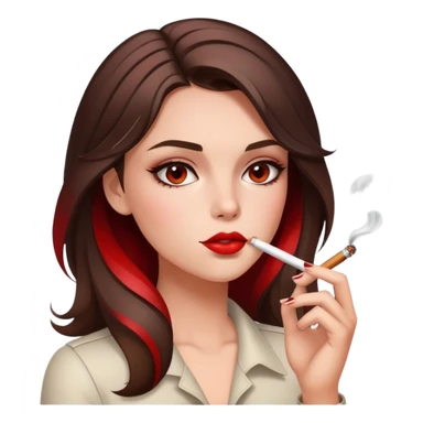 brunette girl with red highlights smoking  sticker