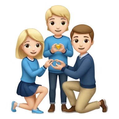 🧎‍♂️‍➡️💍💃 a boy parposing a girl and the boy on his knee and give him ring girl stand after him and shing sticker