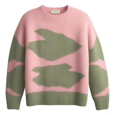 Pink and sage cropped oversize wool sweater, isolated sticker