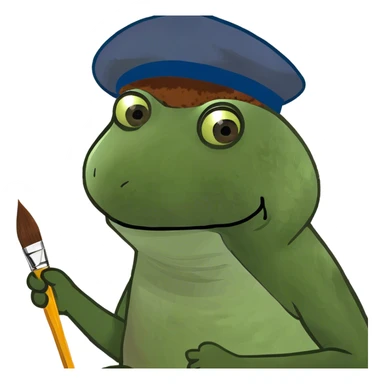 with brown afro, painting on a canvas sticker