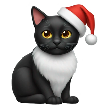 black cat with santa hat sticker