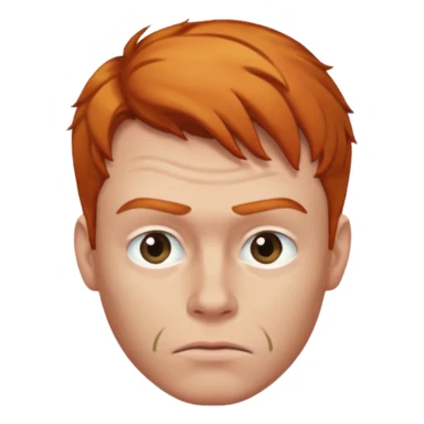 The 🤨 raised eyebrow emoji but with short ginger hair (a man) sticker