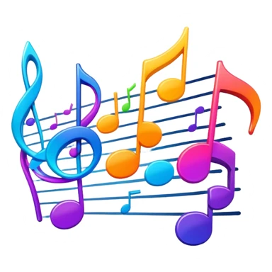 An icon showing vibrant musical notes and rhythm bars, inspired by Muse Dash. The design features colorful, dynamic elements flowing in sync with the beat, with a character dancing in the background. Bright, energetic visuals emphasize the excitement of rhythm-based gameplay. Transparent background. sticker