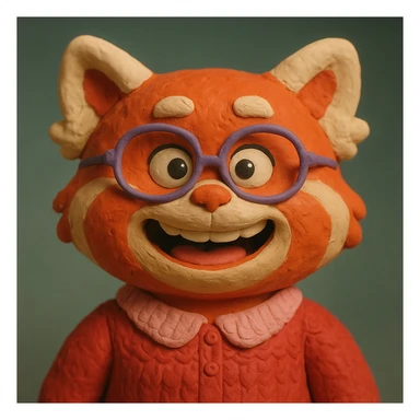 Mei Mei from Turning Red in claymation style illustration sticker