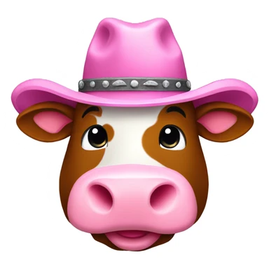 Pink cow with cowboy hat  sticker