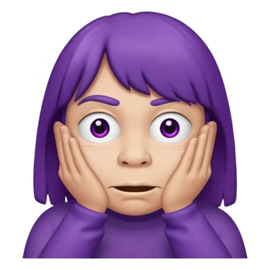 Grimace , half frown with a side eye and hands clasped together sticker