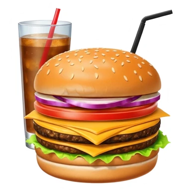 a burger and a drink next to it sticker