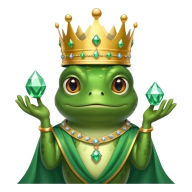 frog King, with crown, crystal and standing, royal cloth sticker